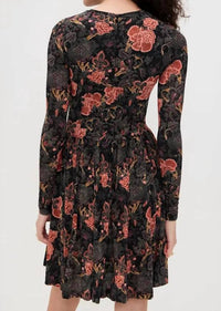Ulla Johnson Bendetta Jersey Long Sleeve Mini Dress in night lily - women's dress - detail view