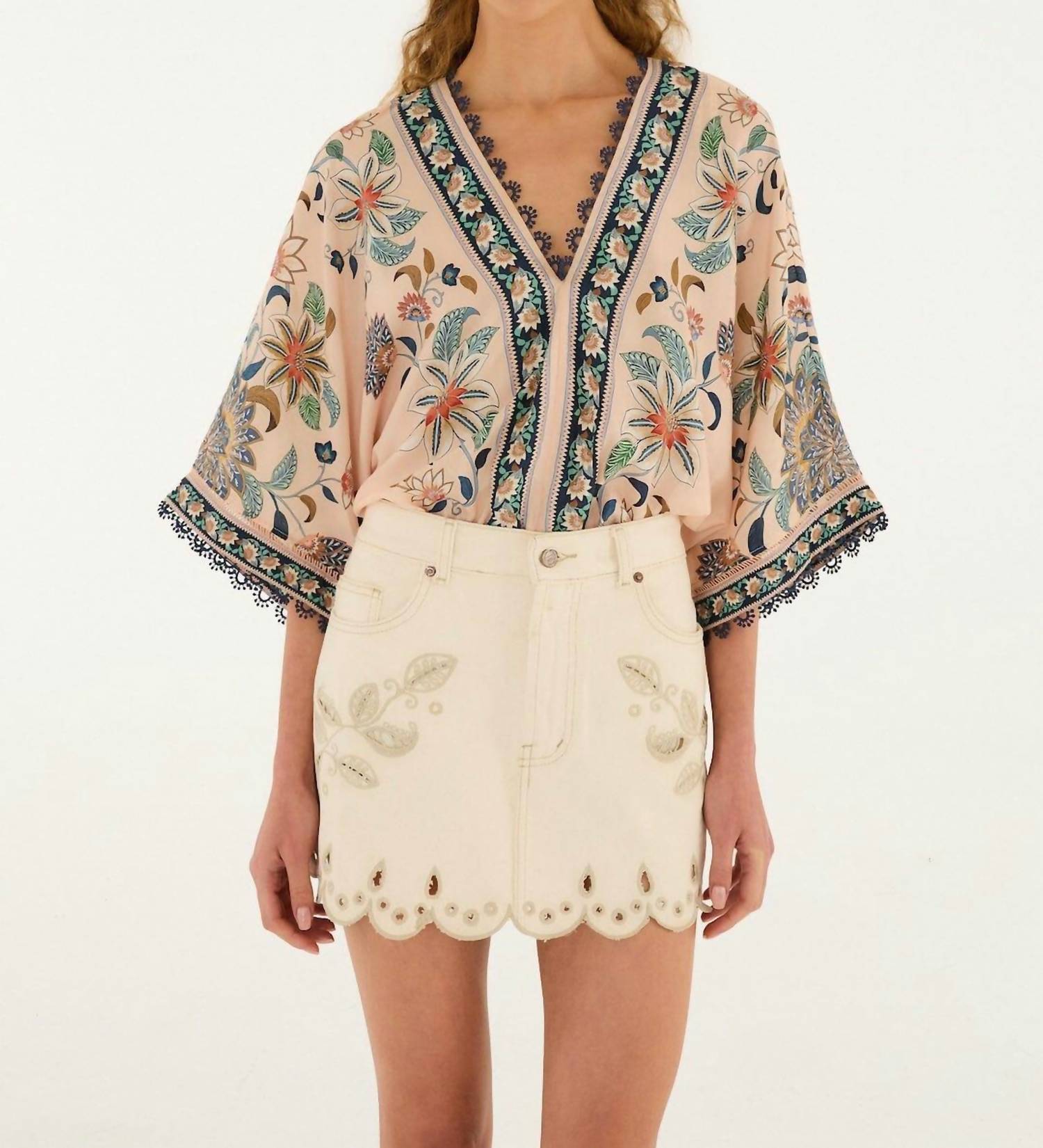 Farm Rio - Canva Scallop Richelieu Skirt
