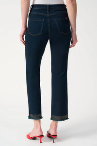 Joseph Ribkoff - Embellished Frayed Hem Ankle Jeans