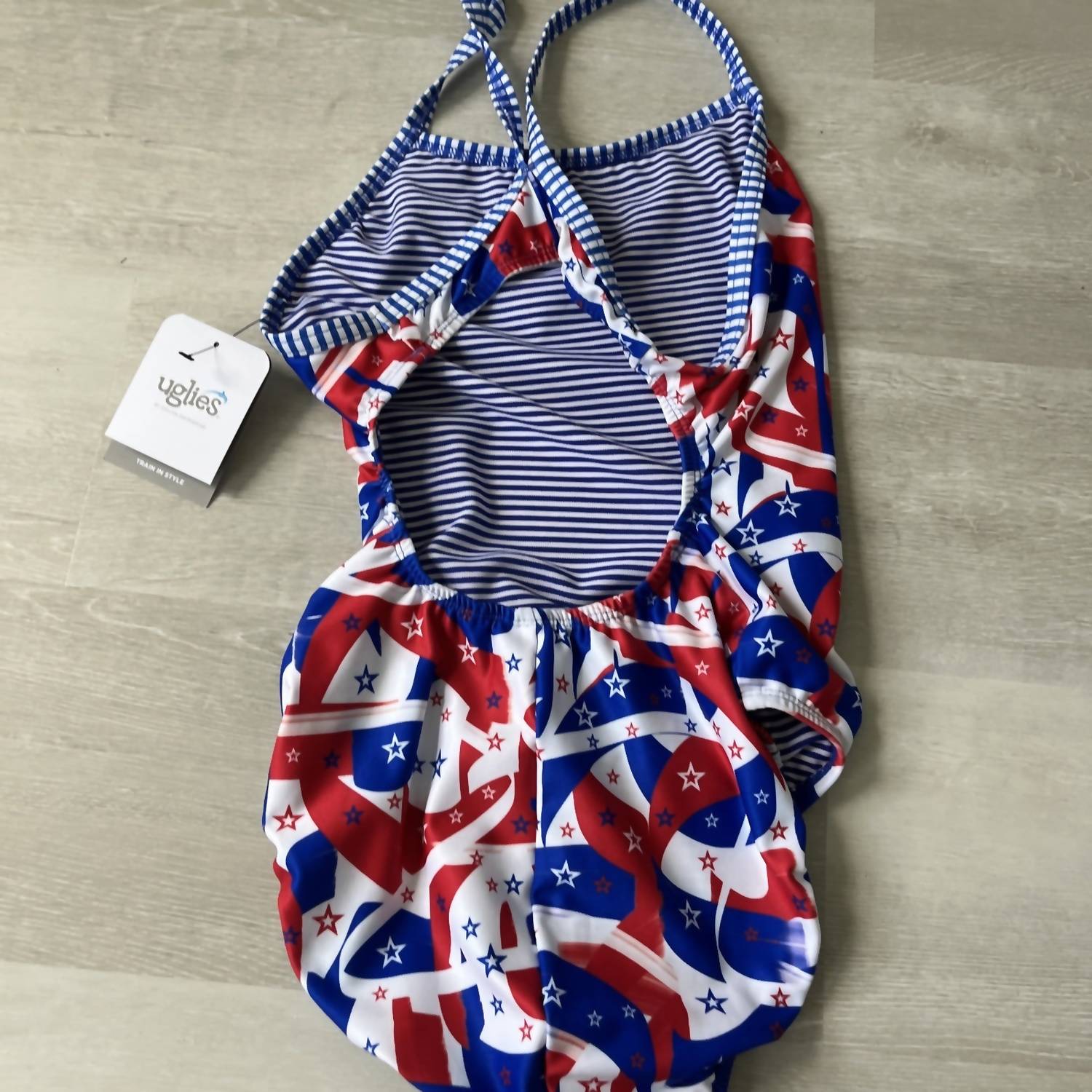 Dolfin Woman’s Salute V Back Swimsuit in red white blue - women's swimwear - alternate view