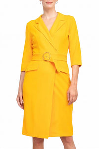 Sharagano - Notched Collar Crepe Dress