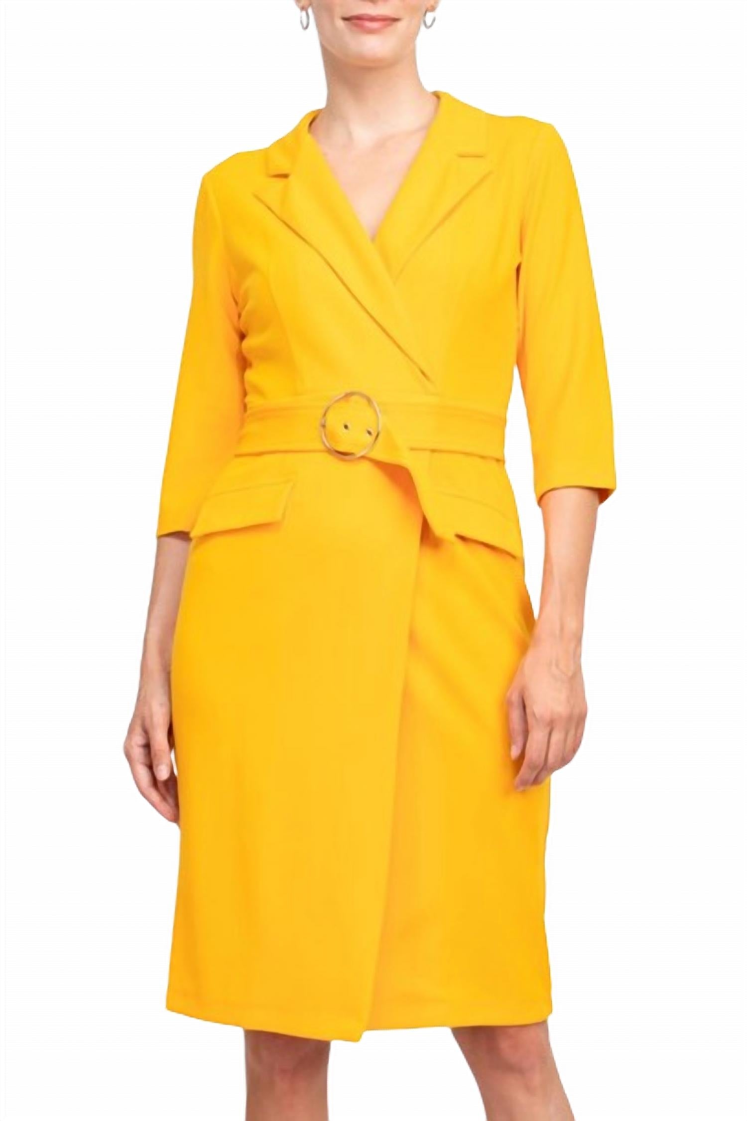 Sharagano - Notched Collar Crepe Dress