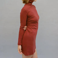 GIL RODRIGUEZ Turtleneck Bellevue Mini Dress in dahlia - women's dress - detail view