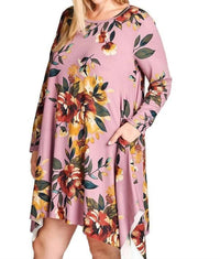 Oddi - Floral Jersey Knit Trapeze Dress - Plus