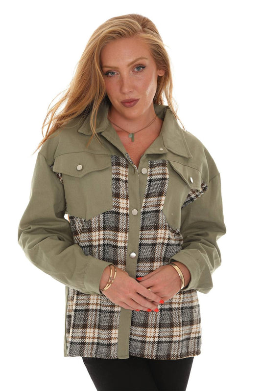 Unishe - Plaid Splicing Jacket