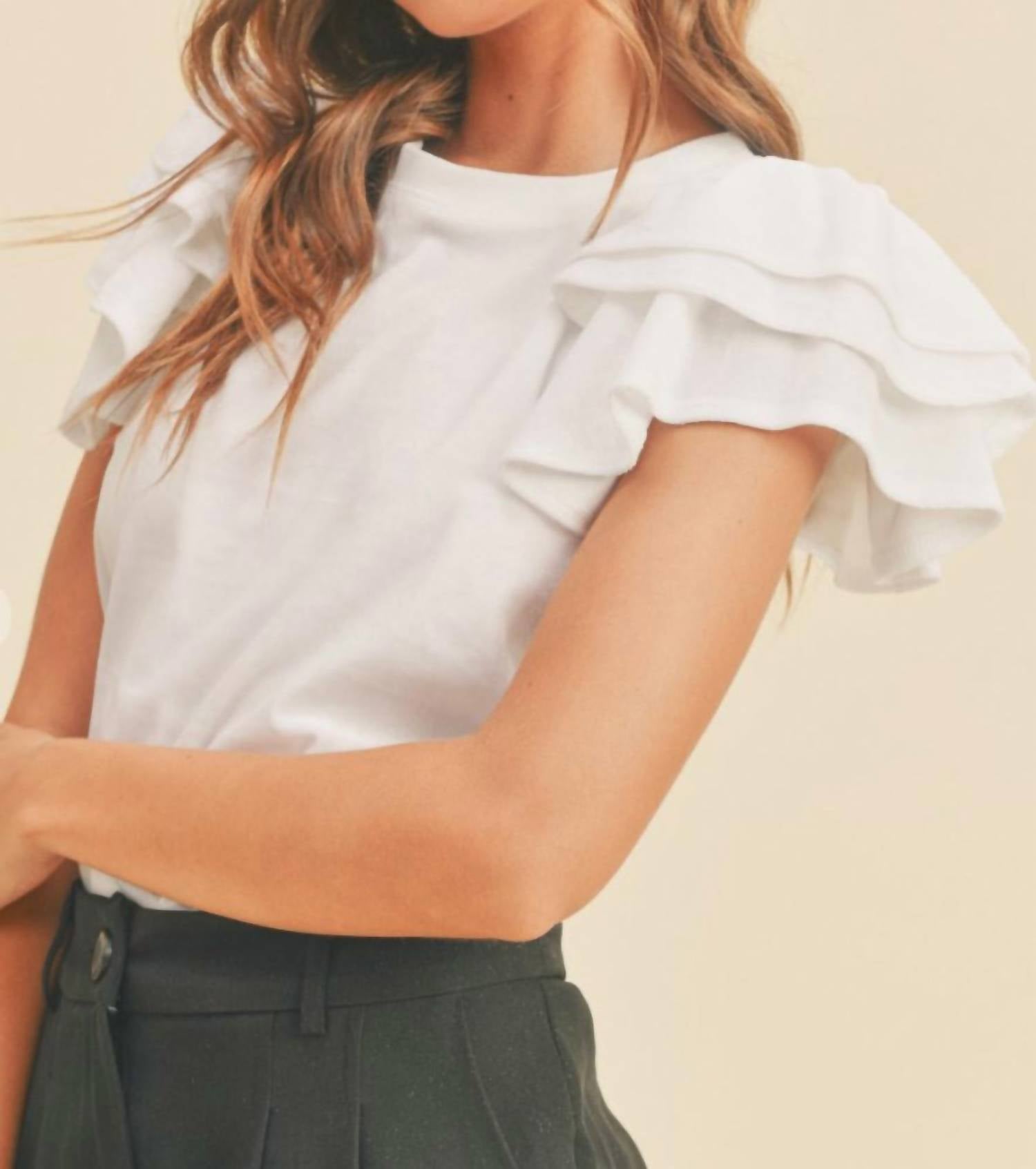 If She Loves - Velvet Flutter Sleeve Tee