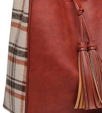 Jen & Co. - Women's Dina Plaid Contrast Tote With Tassel And Removable Crossbody Pouch