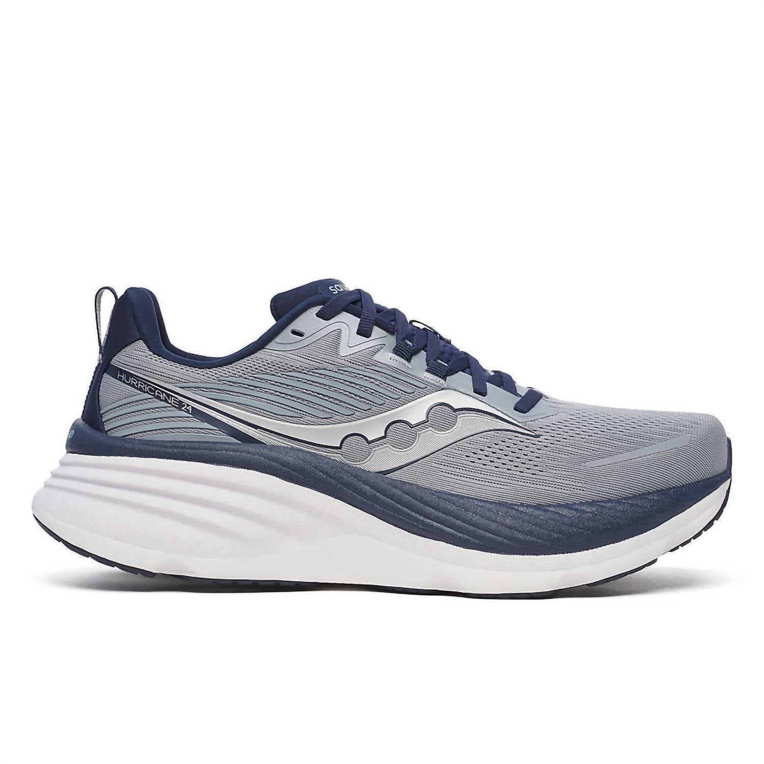 SAUCONY Men's Hurricane 24 Shoe in flint navy - men's shoe - detail view
