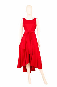 Samuel Dong - Women's Stretch Pleated A-line Dress With Removable Rose Bows