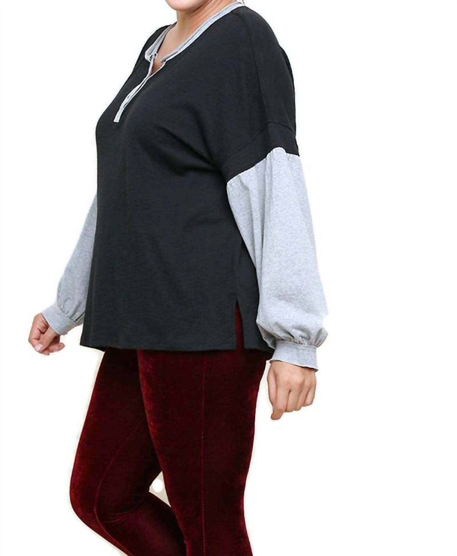Umgee - Henley Color Block Top