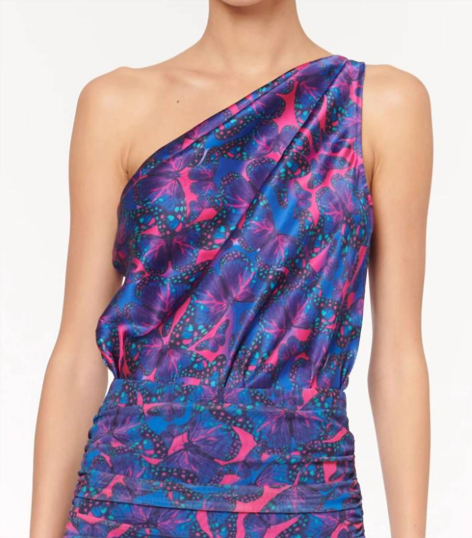 Cami NYC Darby Asymmetrical Draped Bodysuit in mariposa - women's shirt