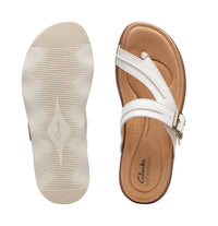 Clarks Women's Brynn Madi Flat Sandal in white leather - women's sandal - view 5