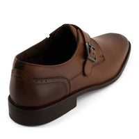Andrea Men's Buckle Closure Leather Oxford Shoes in light brown - men's shoe - detail view