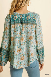 Umgee - Floral Border Print Top
