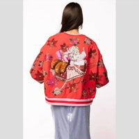 Queen Of Sparkles - VINTAGE POINSETTIA SANTA SWEATSHIRT