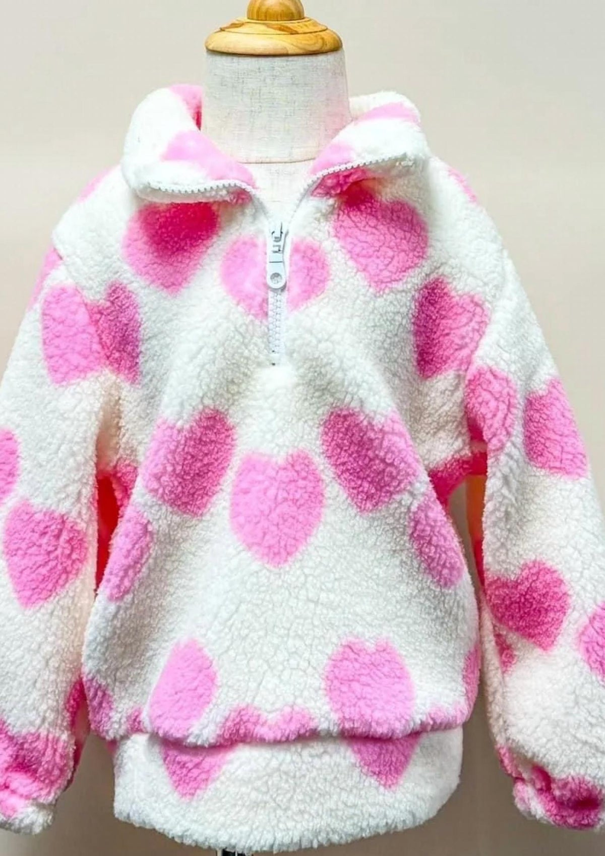 Mbs Wholesale - Girl's Heart Sherpa Pullover Sweater