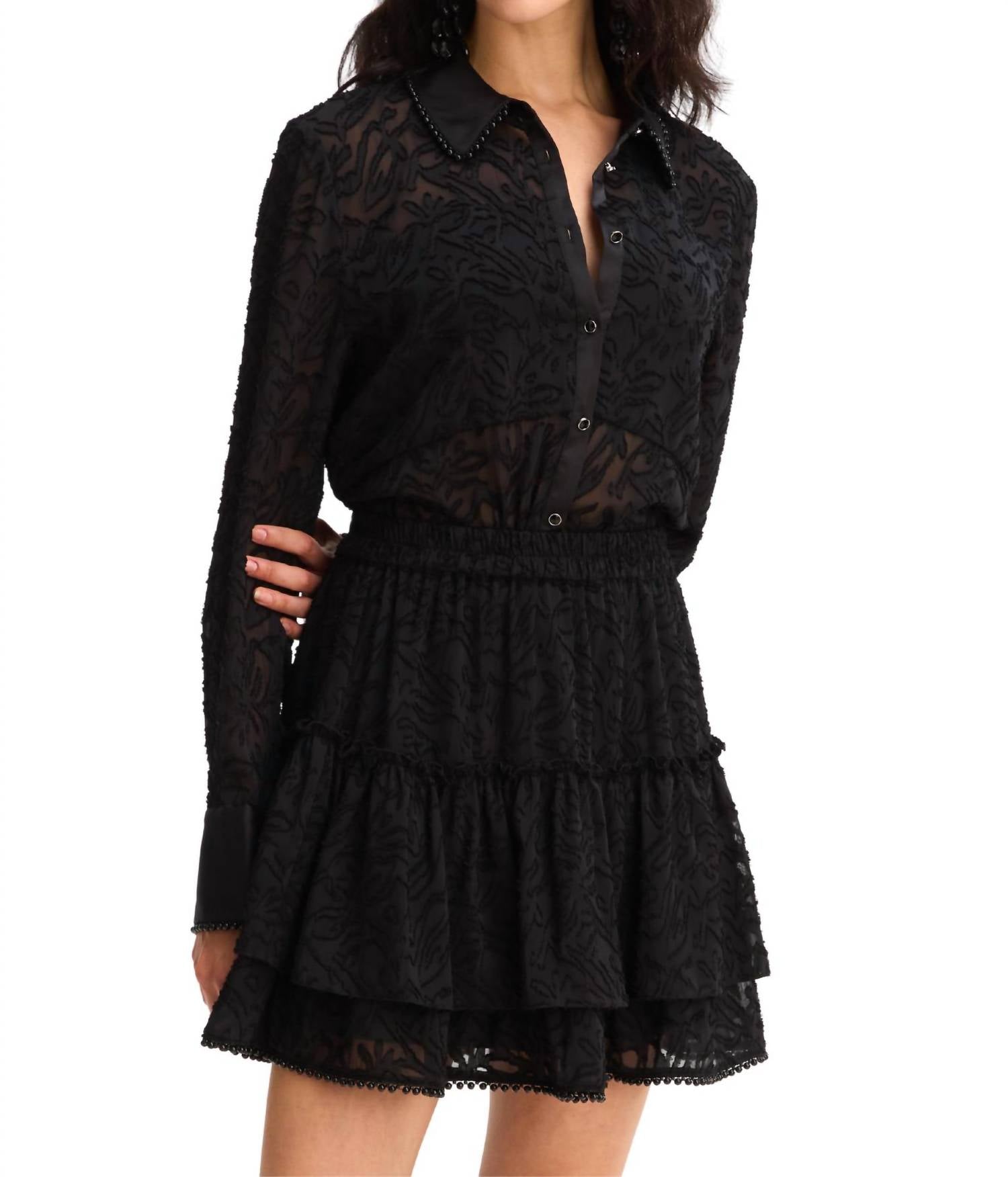 ALLISON NEW YORK Delilah Mini Skirt in black - women's skirt - detail view