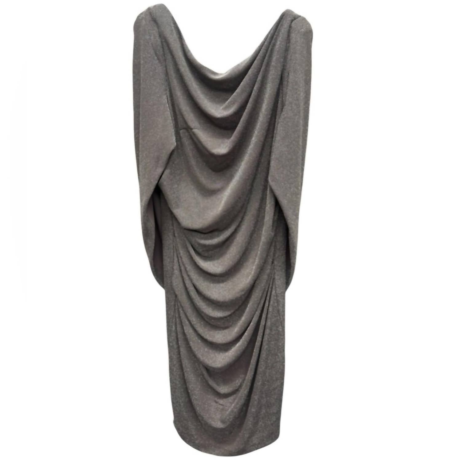 Xscape Elegant Drape Back Scuba Crepe Dress in charcoal - women's dress - alternate view
