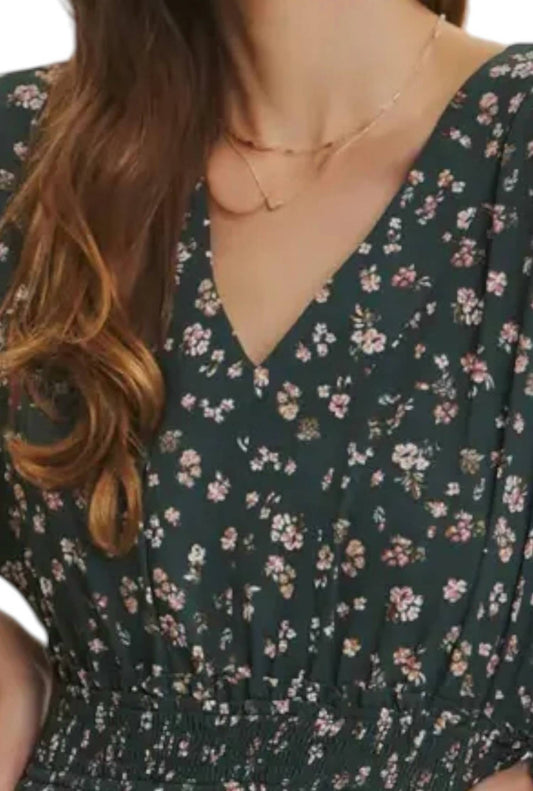 In February - Floral Smocked Waist Midi Dress