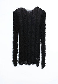 Kseniaschnaider - Women's Mesh Drape Long Sleeve Dress