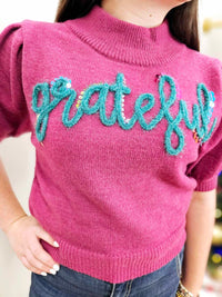 Peach Love - Grateful Puff Sleeve Sweater