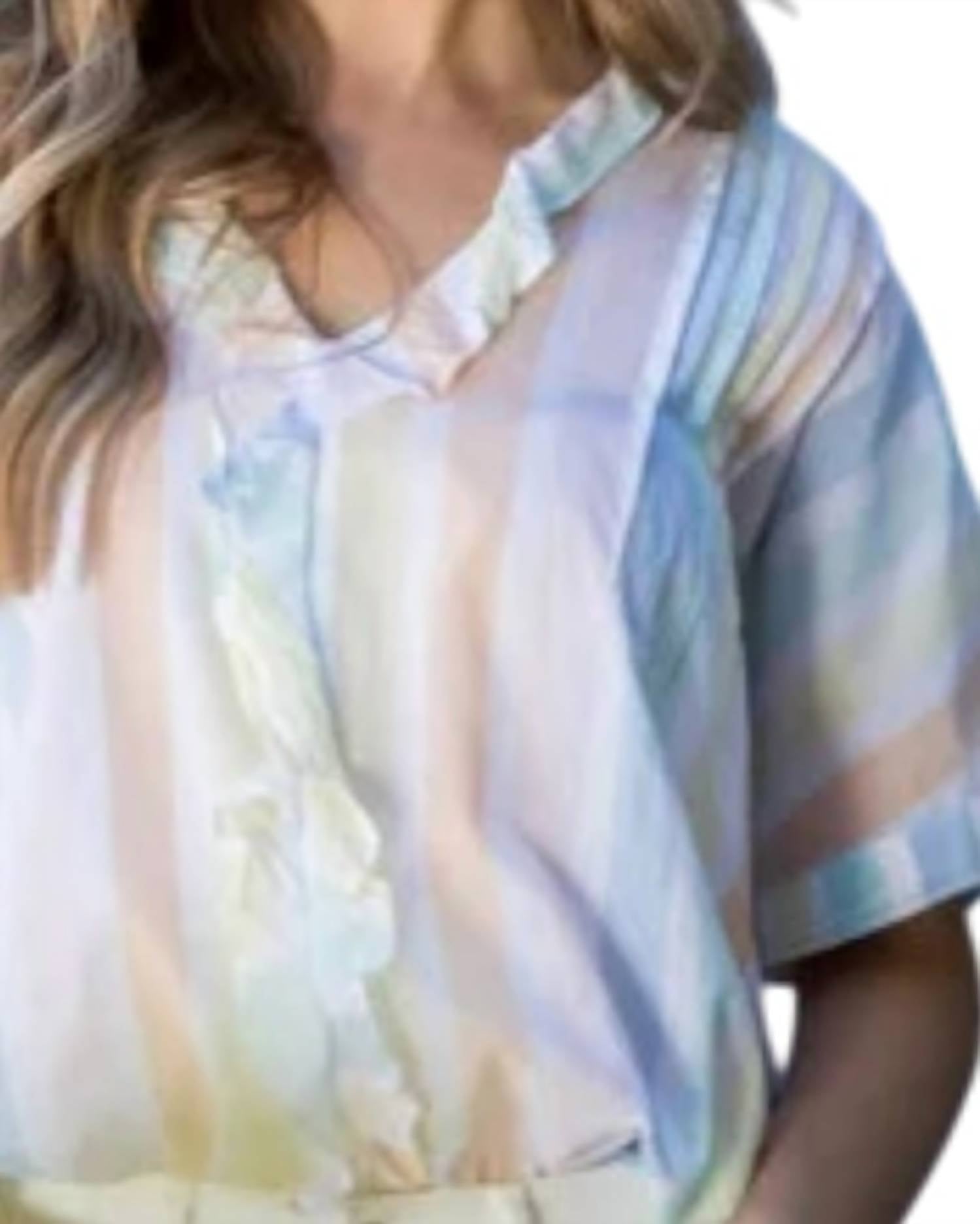 Thml - Stripe Ruffle V-neck Top