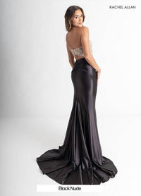 Rachel Allan One Shoulder Two-tone Gown in black nude - women's dress - alternate view