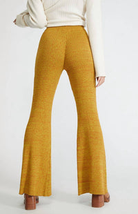 ANOTHER GIRL Ribbed Flare Pants in mustard - women's pants - detail view