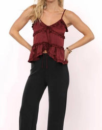 Sadie & Sage - Women's Ivy Ruffle Trim V-neck Top