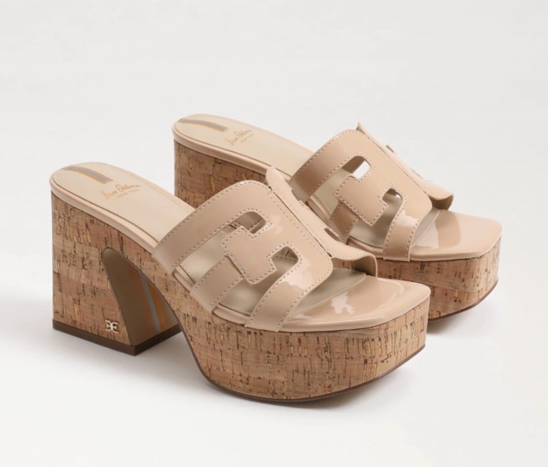 Sam Edelman Women's Dev Heels in beige patent - women's sandal