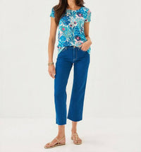 Lilly Pulitzer Etta Scoopneck Tee in breezy aqua best fronds forever - women's t-shirt - view 5