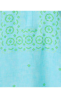 Lilly Pulitzer Mialeigh Elbow Sleeve Linen Dress in capri blue x resort white - women's dress - view 7