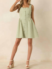 Entro - Sydney Button Front Gingham Print Mini Dress