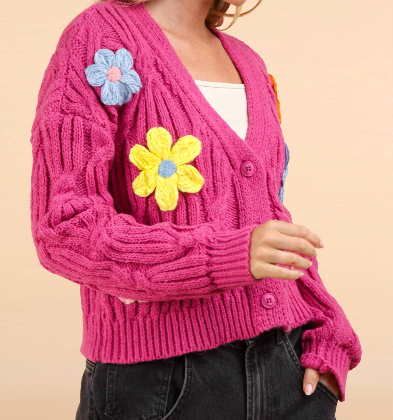 Very J - Statement Flower Cardigan