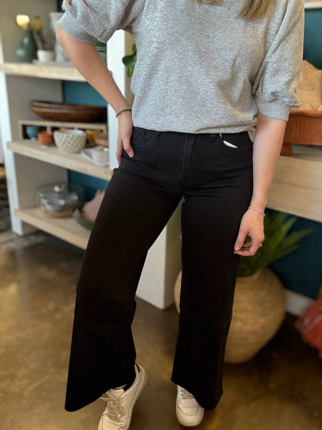 Flying Monkey - High Rise Raw Crop Wide Leg Jean