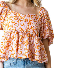 Cotton Bleu - Peplum Square Neck Top With Bubble Sleeves