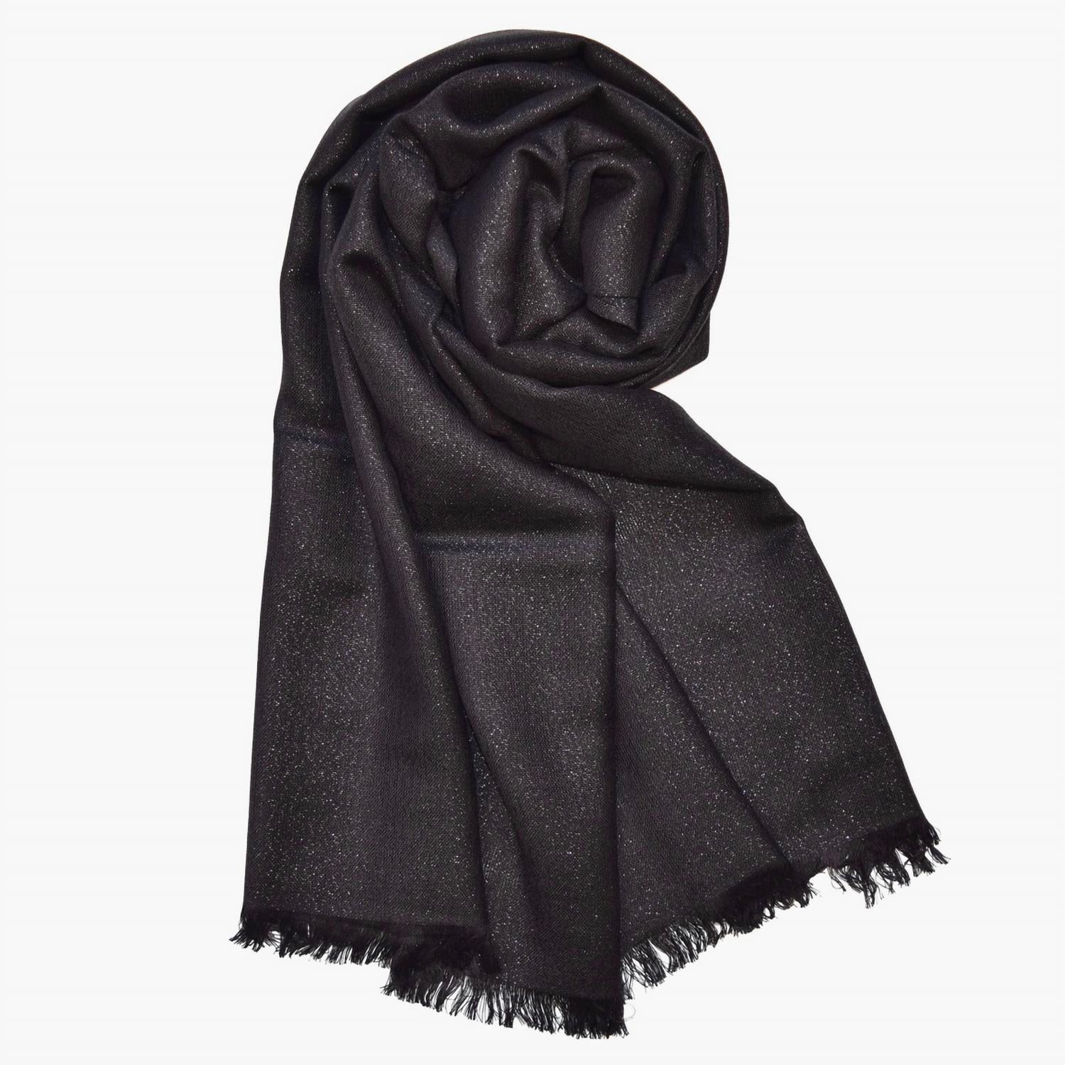 V. FRAAS Women's Metallic Wrap in black - women's scarf