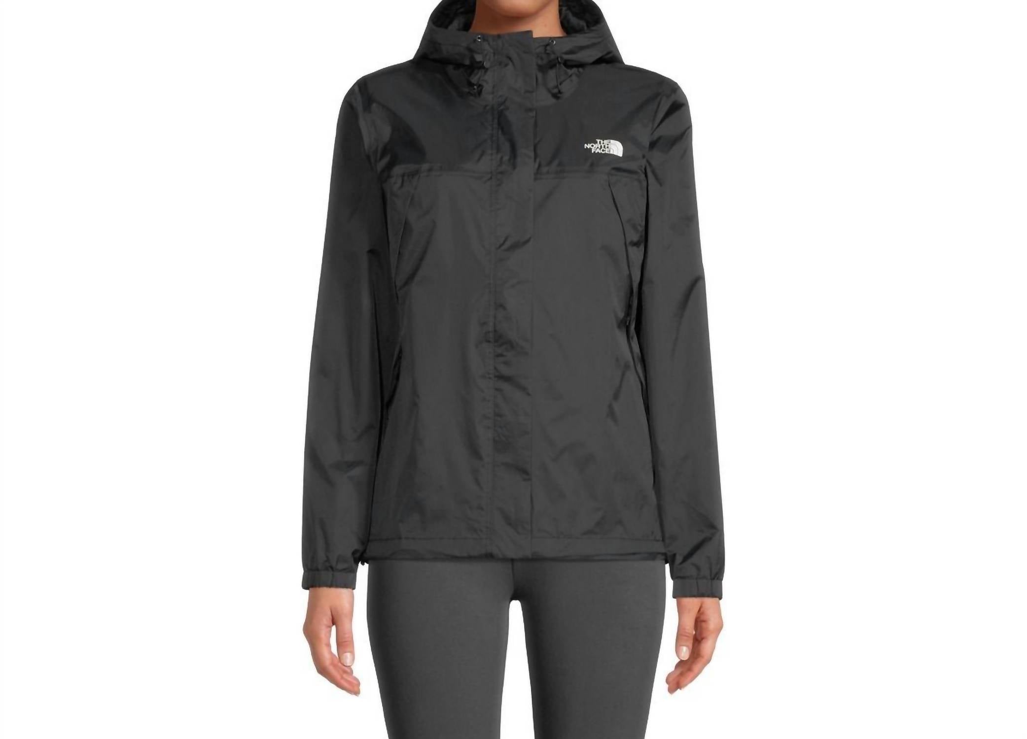 THE NORTH FACE Antora Shell Fleece Lined Hooded Rain Jacket in black - women's jacket - detail view