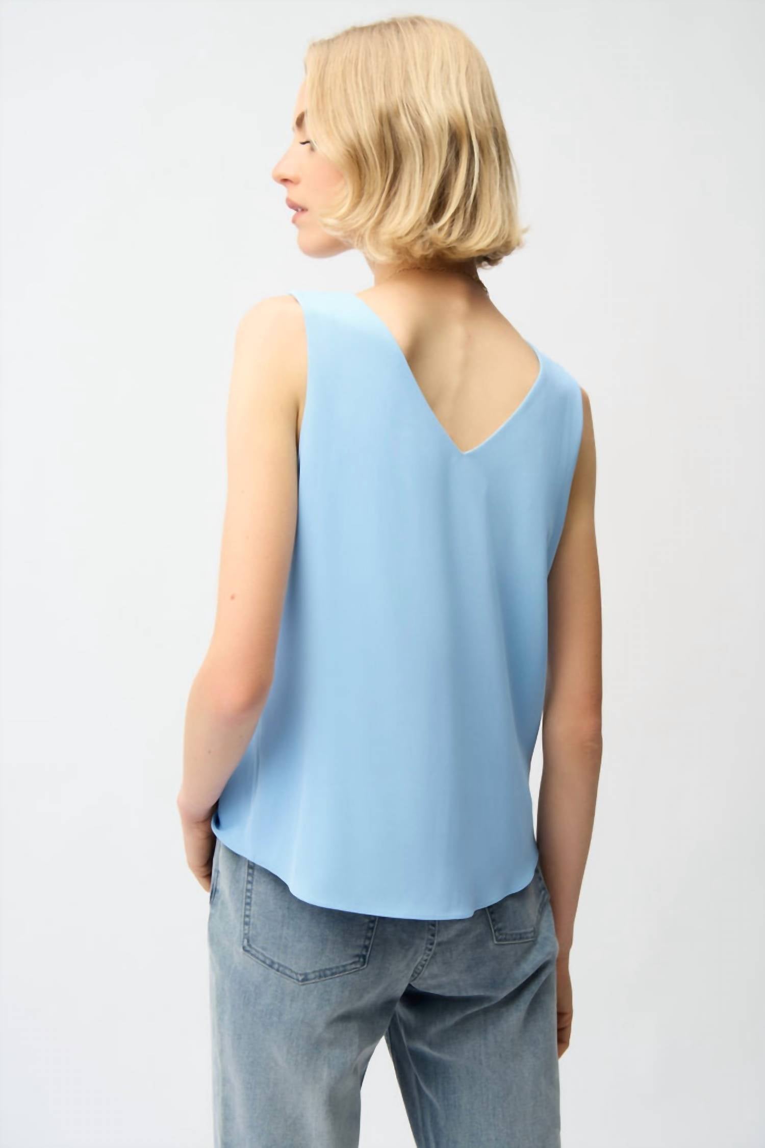 Joseph Ribkoff - Sleeveless V-neck Woven Twill Tank Top