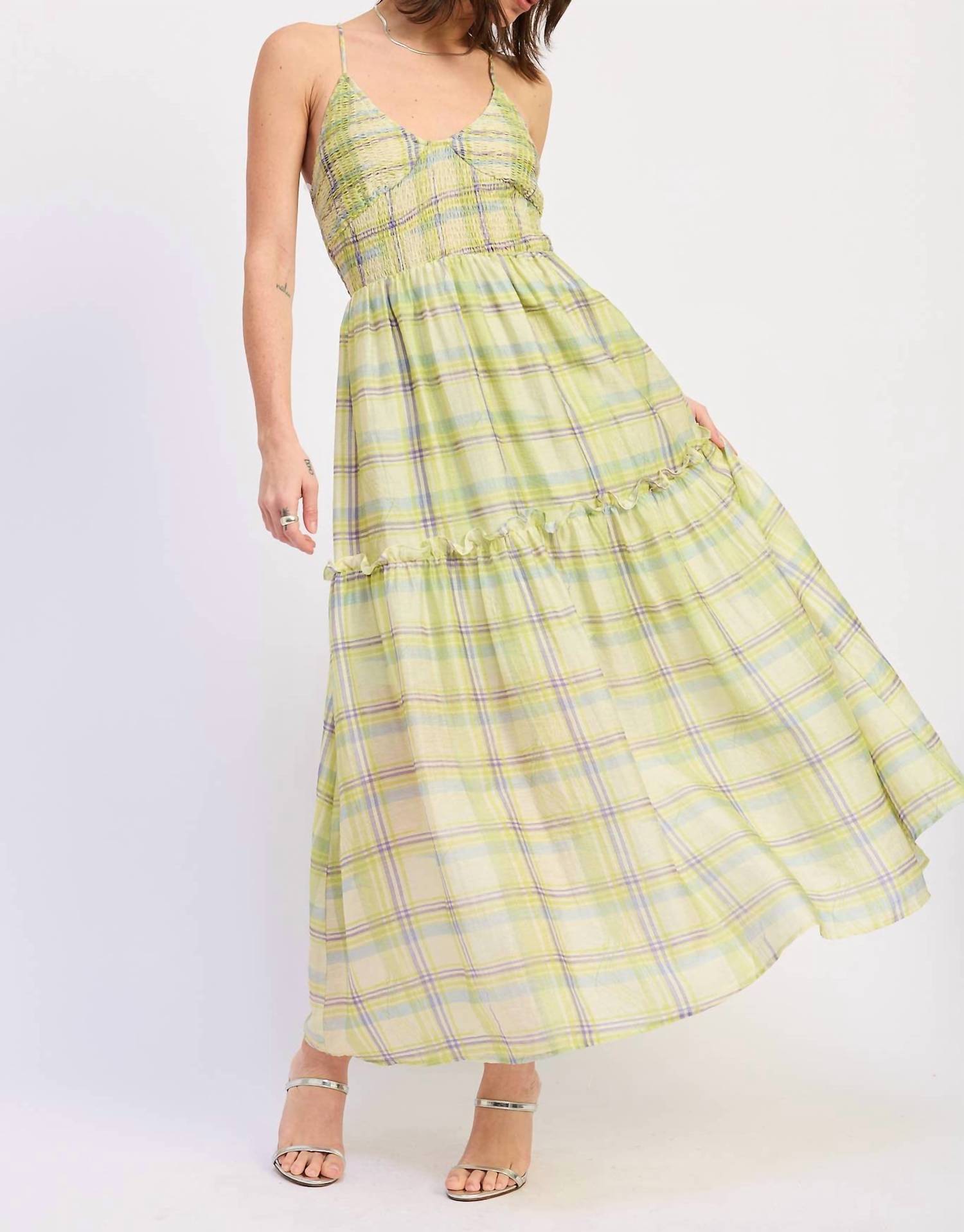 Emory Park - Plaid Smocked Maxi Dress