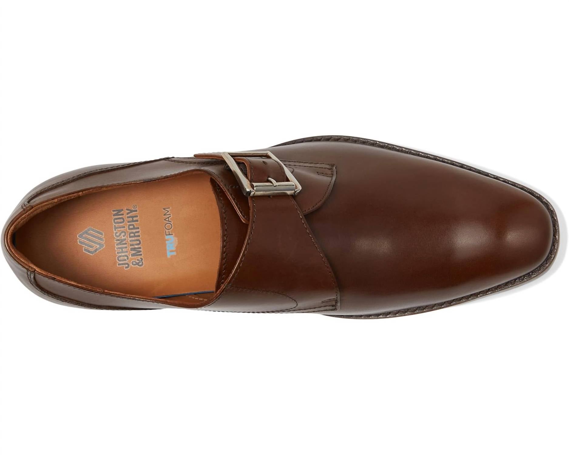 JOHNSTON & MURPHY Men's Richland Monk Strap Oxford Shoes in mahogany full grain - men's shoe - view 5