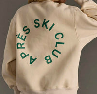 Panache Apparel Apres Ski Club Sweatshirt in tan - women's sweater - detail view