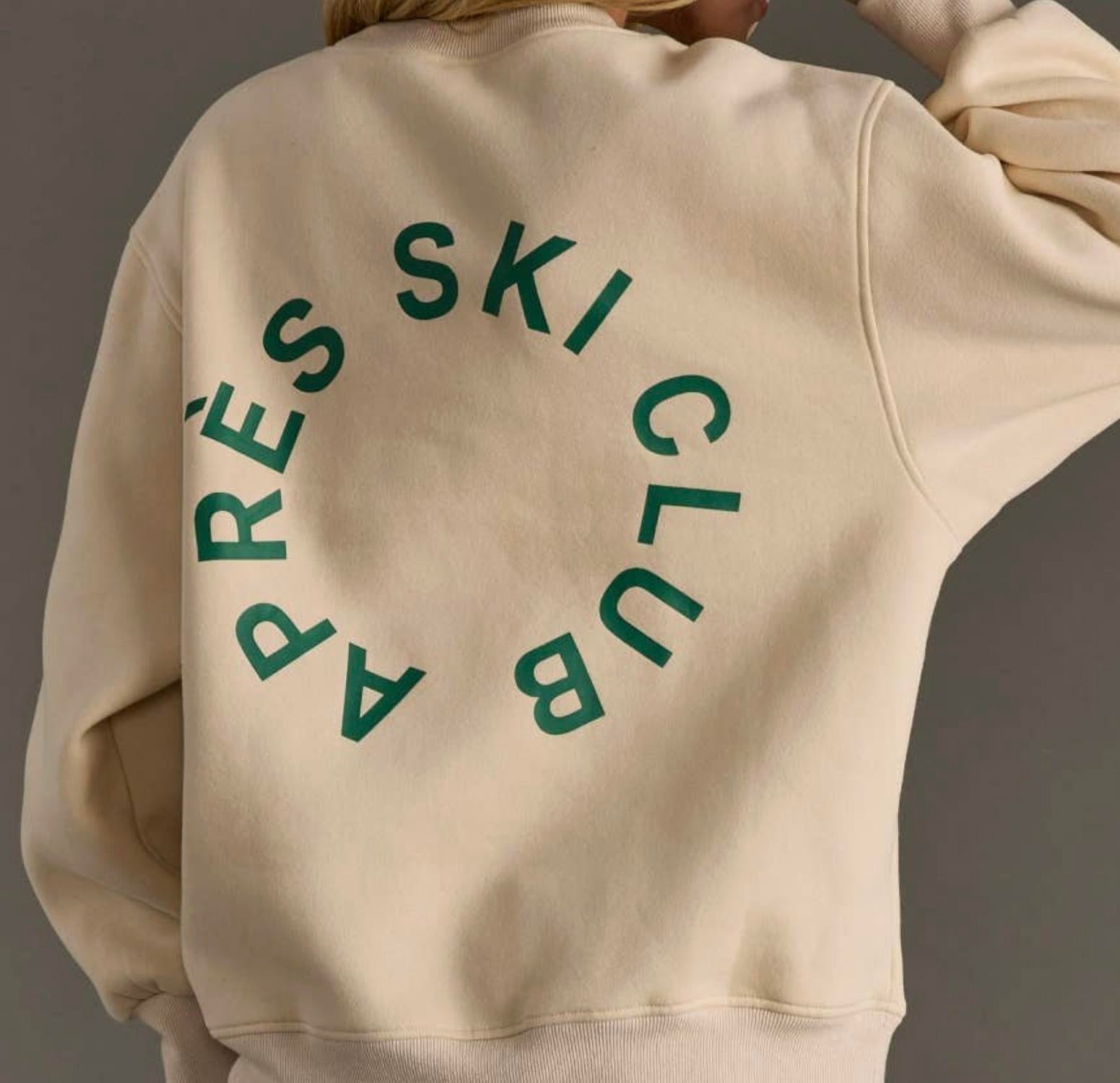 Panache Apparel Apres Ski Club Sweatshirt in tan - women's sweater - detail view