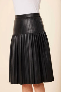 Dolce Cabo - Faux Leather Pleated Midi Skirt