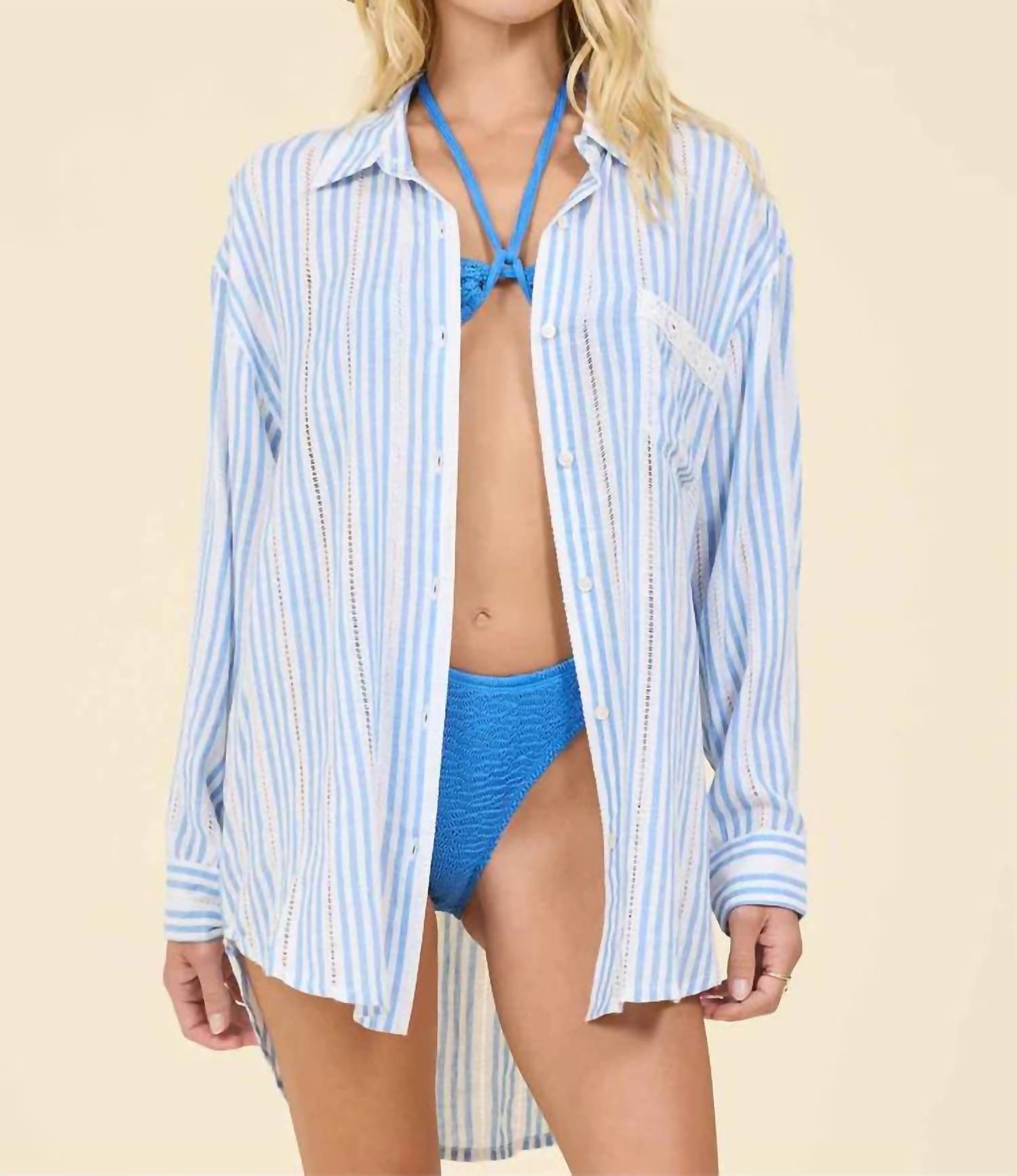 Vintage Havana - Sea Salt Stripe Beach Shirt