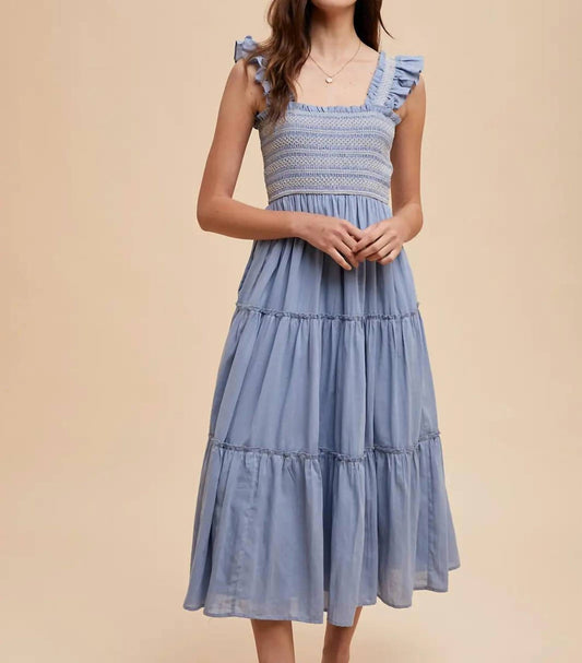 In-Loom - Contrast Stitched Smocked Maxi Dress