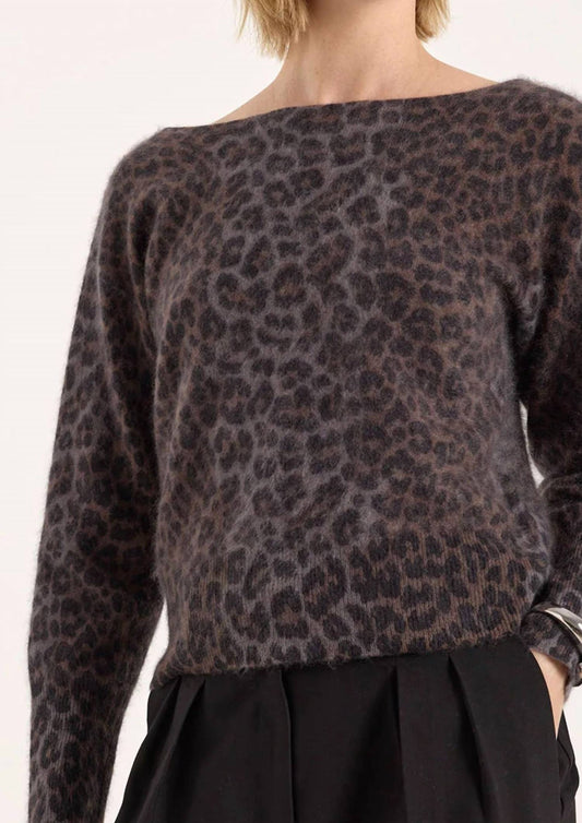 Brodie Cashmere - Brushed Leopard Button Back Jumper