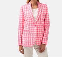 Tinta & Bariloche Houndstooth Single Breasted Blazer in fuschia - women's jacket