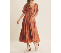 In February - Sweetheart Smocked Flowy Midi Dress