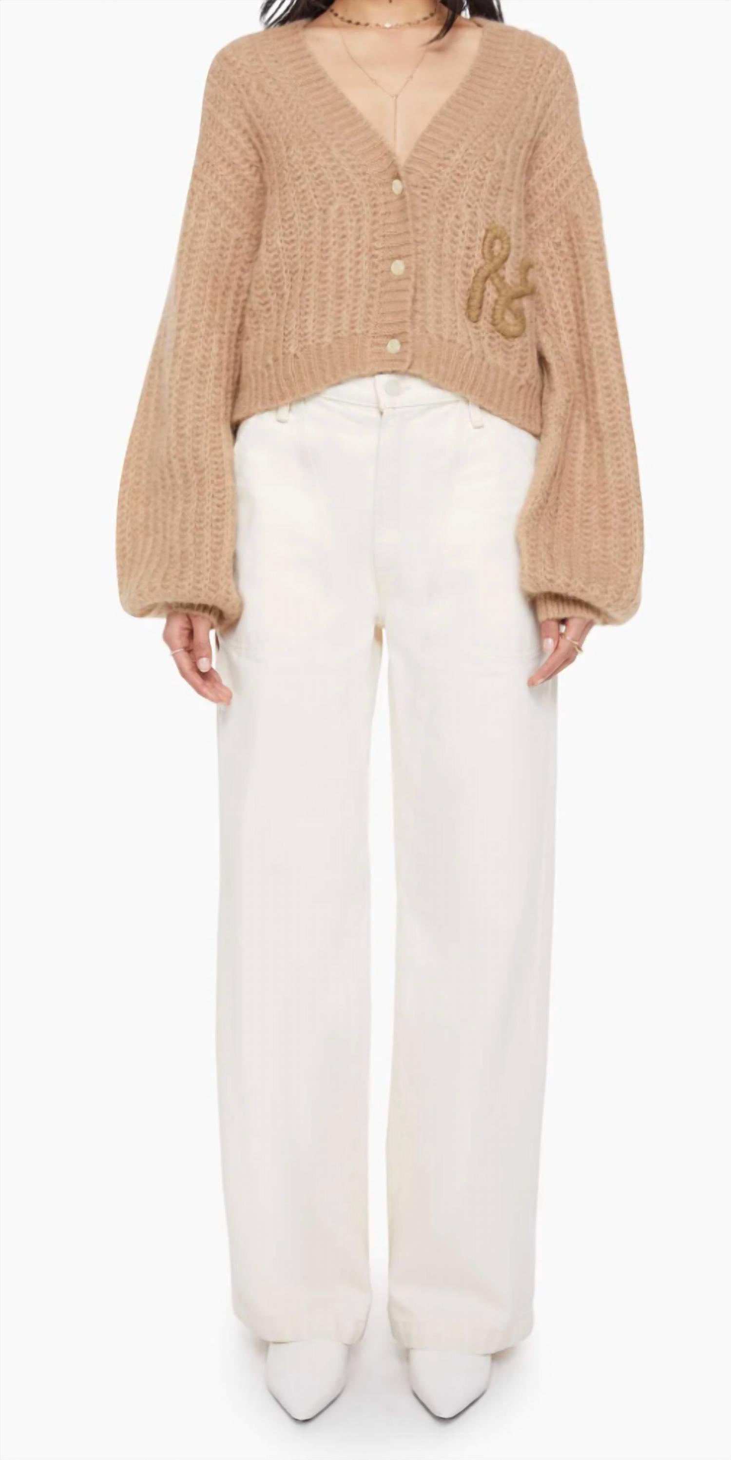Mother - Puffy Sleeve Varsity Cardigan
